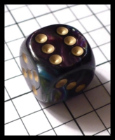 Dice : Dice - 6D Pipped - Blue and Purple with Gold Pips - FA collection buy Dec 2010
